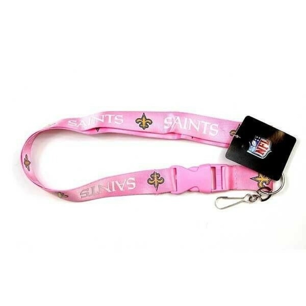 New Orleans Saints Pink ID Lanyard Keychain Keyring W/Clip NFL New